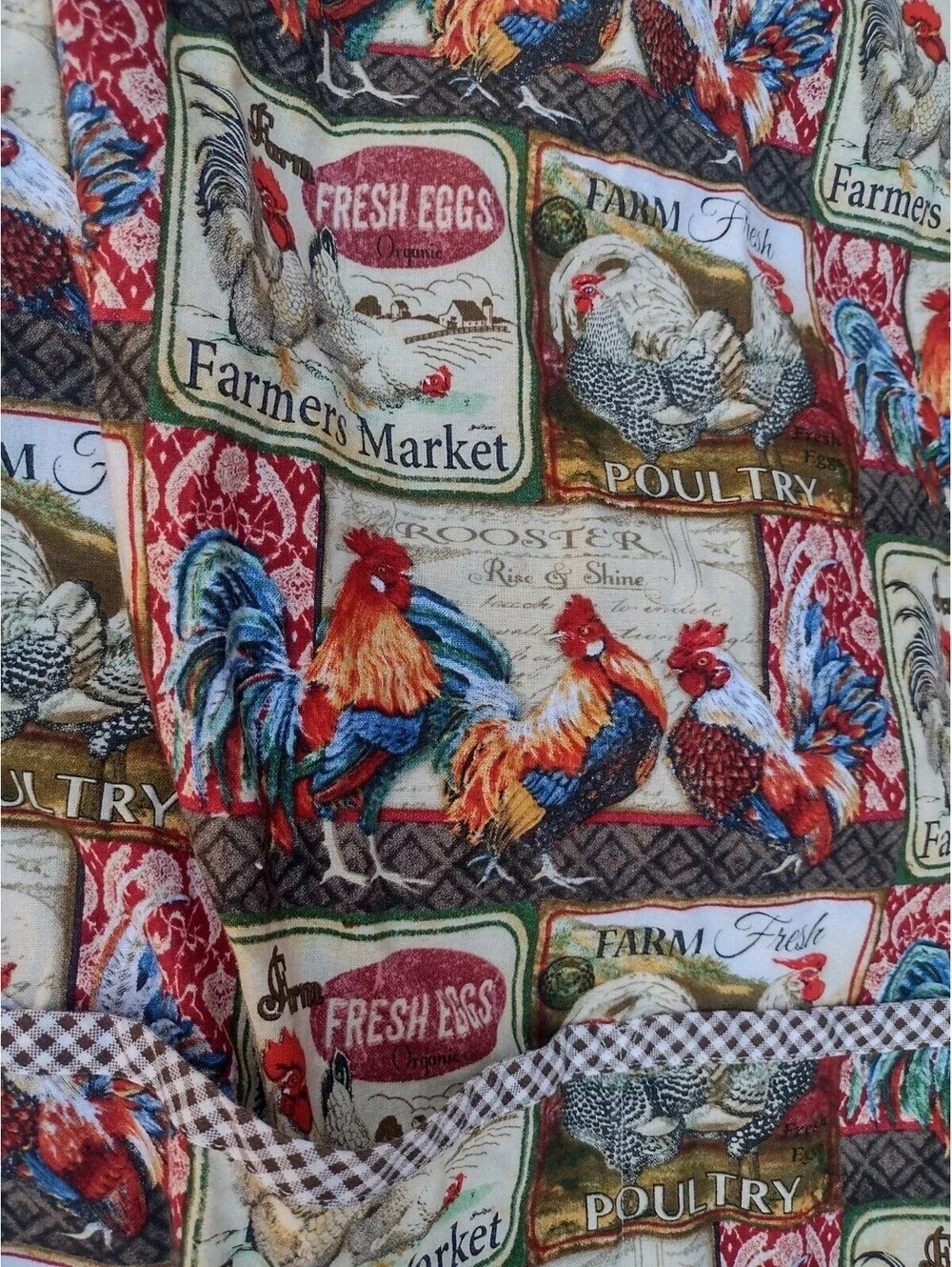 Country Chicken Apron Lot Reversible Farmhouse Rooster Hen Cotton Kitchen Set 2
